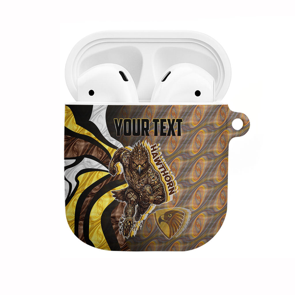 Personalised Hawthorn Hawks AirPods Case Trippy Psychedelic Abstract Art Mascot Football Fans