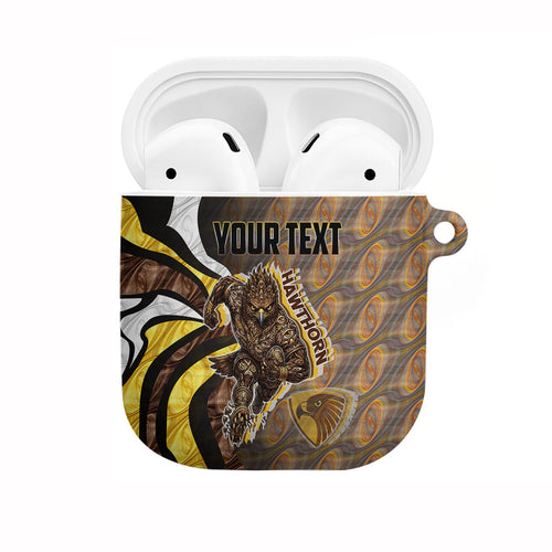 Personalised Hawthorn Hawks AirPods Case Trippy Psychedelic Abstract Art Mascot Football Fans