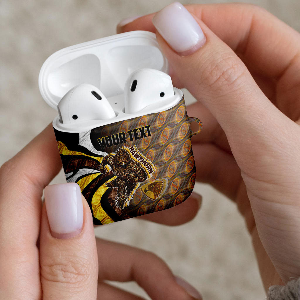 Personalised Hawthorn Hawks AirPods Case Trippy Psychedelic Abstract Art Mascot Football Fans