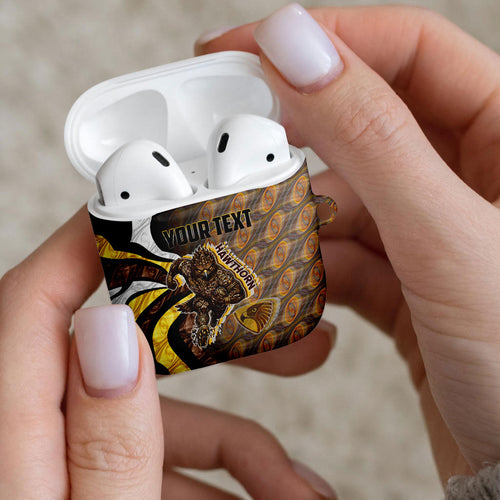 Personalised Hawthorn Hawks AirPods Case Trippy Psychedelic Abstract Art Mascot Football Fans