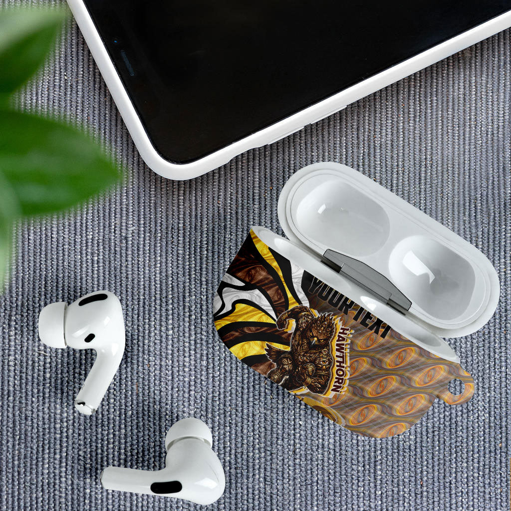 Personalised Hawthorn Hawks AirPods Case Trippy Psychedelic Abstract Art Mascot Football Fans