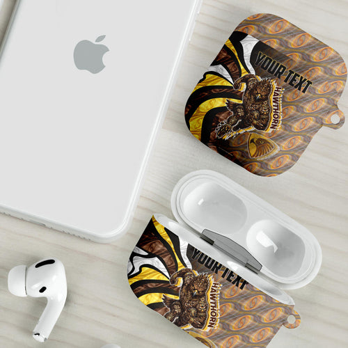 Personalised Hawthorn Hawks AirPods Case Trippy Psychedelic Abstract Art Mascot Football Fans