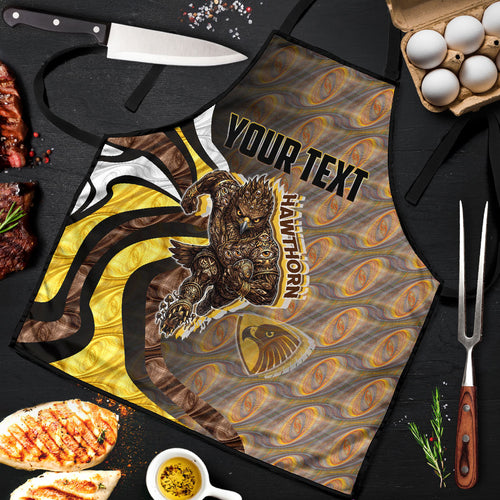 Personalised Hawthorn Hawks Apron Trippy Psychedelic Abstract Art Mascot Football Fans
