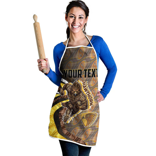 Personalised Hawthorn Hawks Apron Trippy Psychedelic Abstract Art Mascot Football Fans
