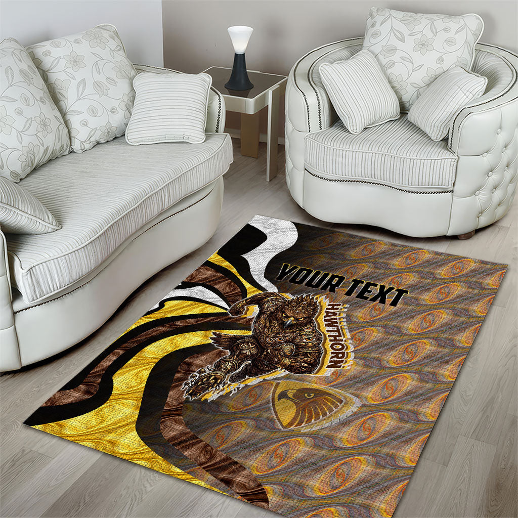 Personalised Hawthorn Hawks Area Rug Trippy Psychedelic Abstract Art Mascot Football Fans