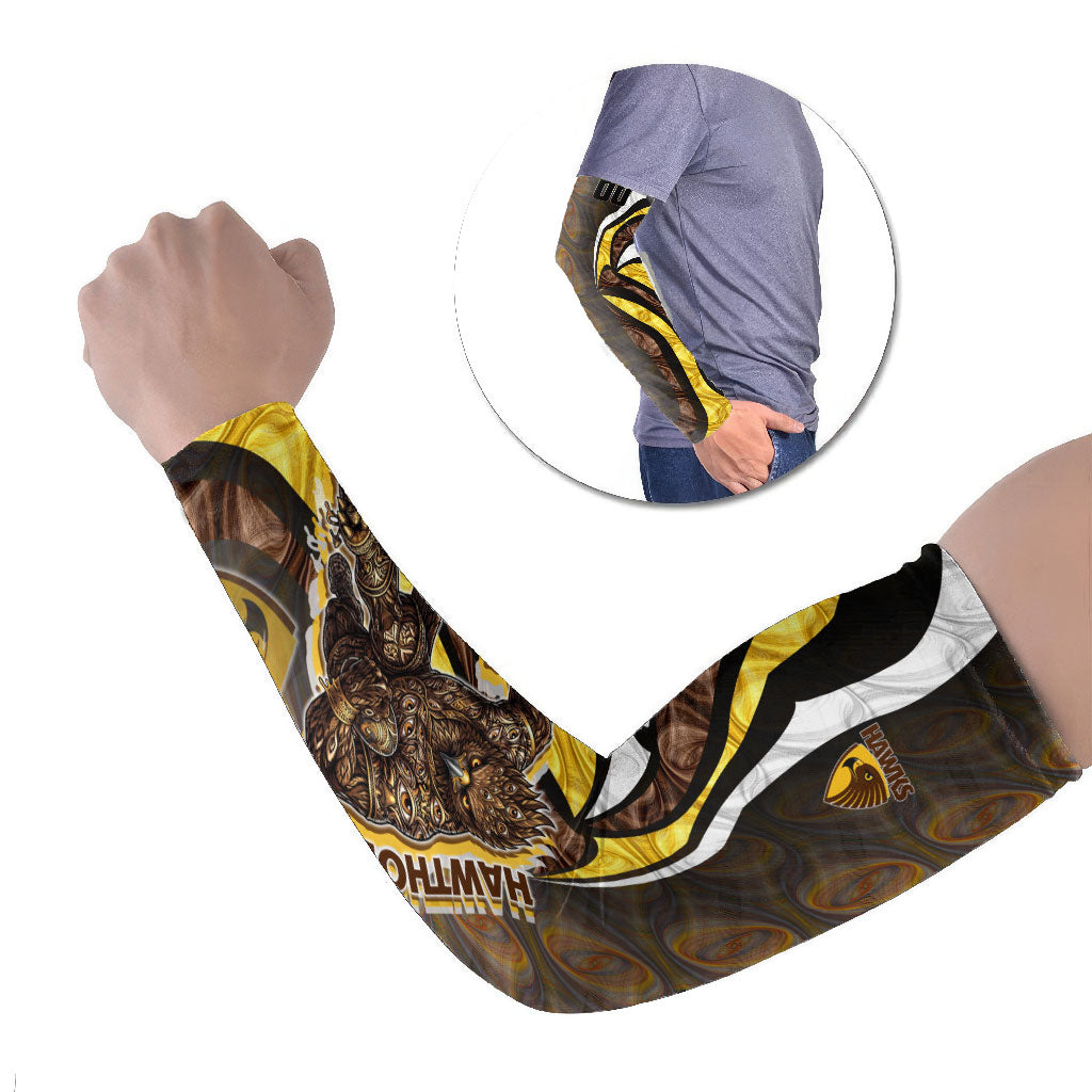 Personalised Hawthorn Hawks Arm Sleeves Trippy Psychedelic Abstract Art Mascot Football Fans