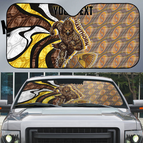 Personalised Hawthorn Hawks Auto Sun Shade Trippy Psychedelic Abstract Art Mascot Football Fans