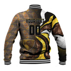 Personalised Hawthorn Hawks Baseball Jacket Trippy Psychedelic Abstract Art Mascot Football Fans