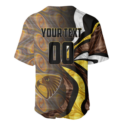 Personalised Hawthorn Hawks Baseball Jersey Trippy Psychedelic Abstract Art Mascot Football Fans