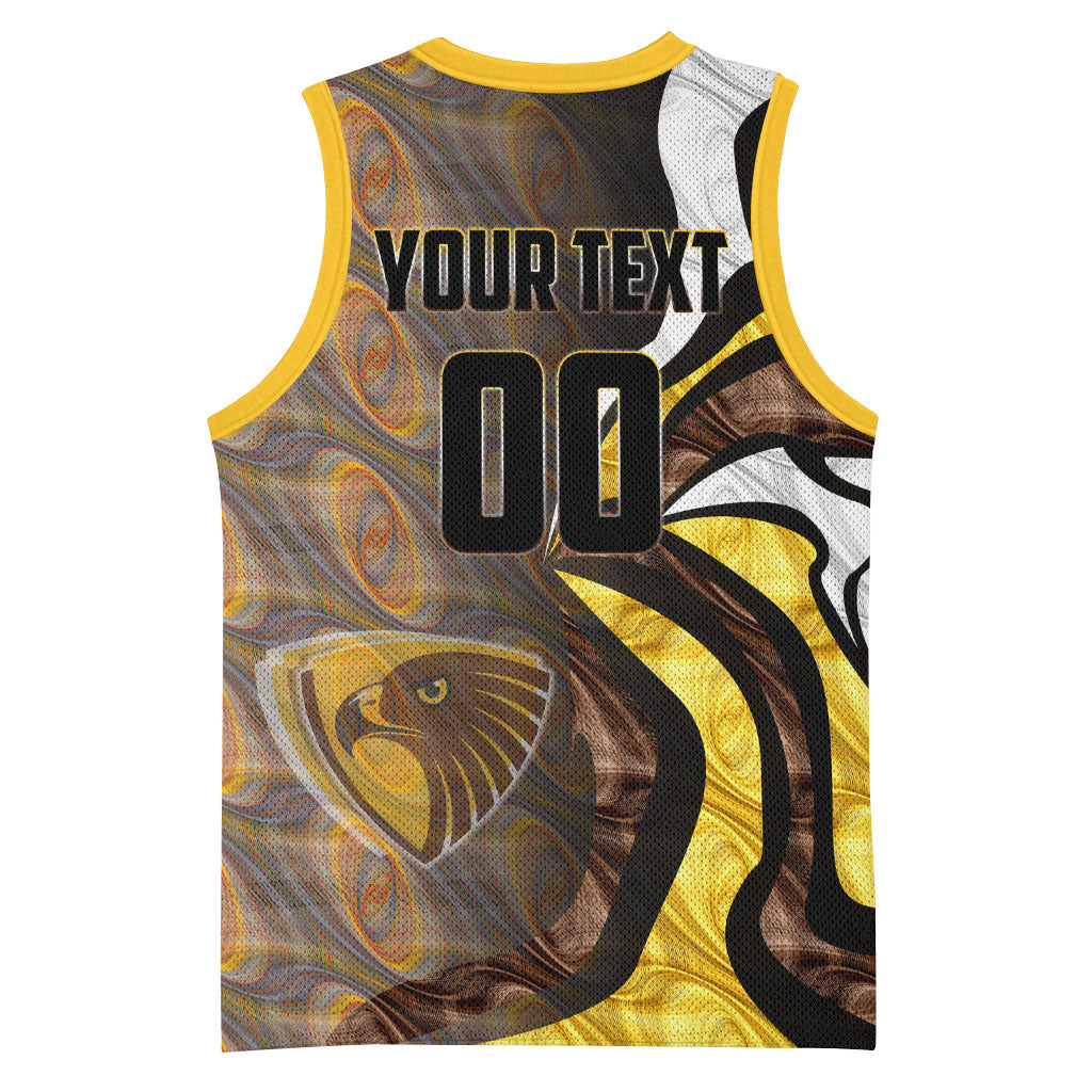 Personalised Hawthorn Hawks Basketball Jersey Trippy Psychedelic Abstract Art Mascot Football Fans
