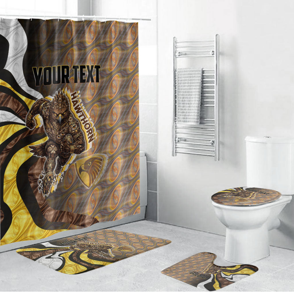 Personalised Hawthorn Hawks Bathroom Set Trippy Psychedelic Abstract Art Mascot Football Fans