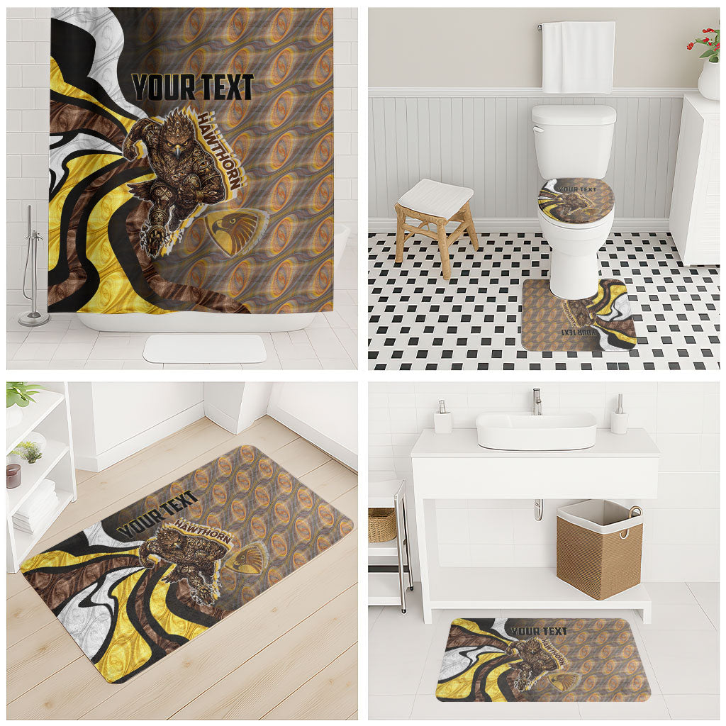 Personalised Hawthorn Hawks Bathroom Set Trippy Psychedelic Abstract Art Mascot Football Fans
