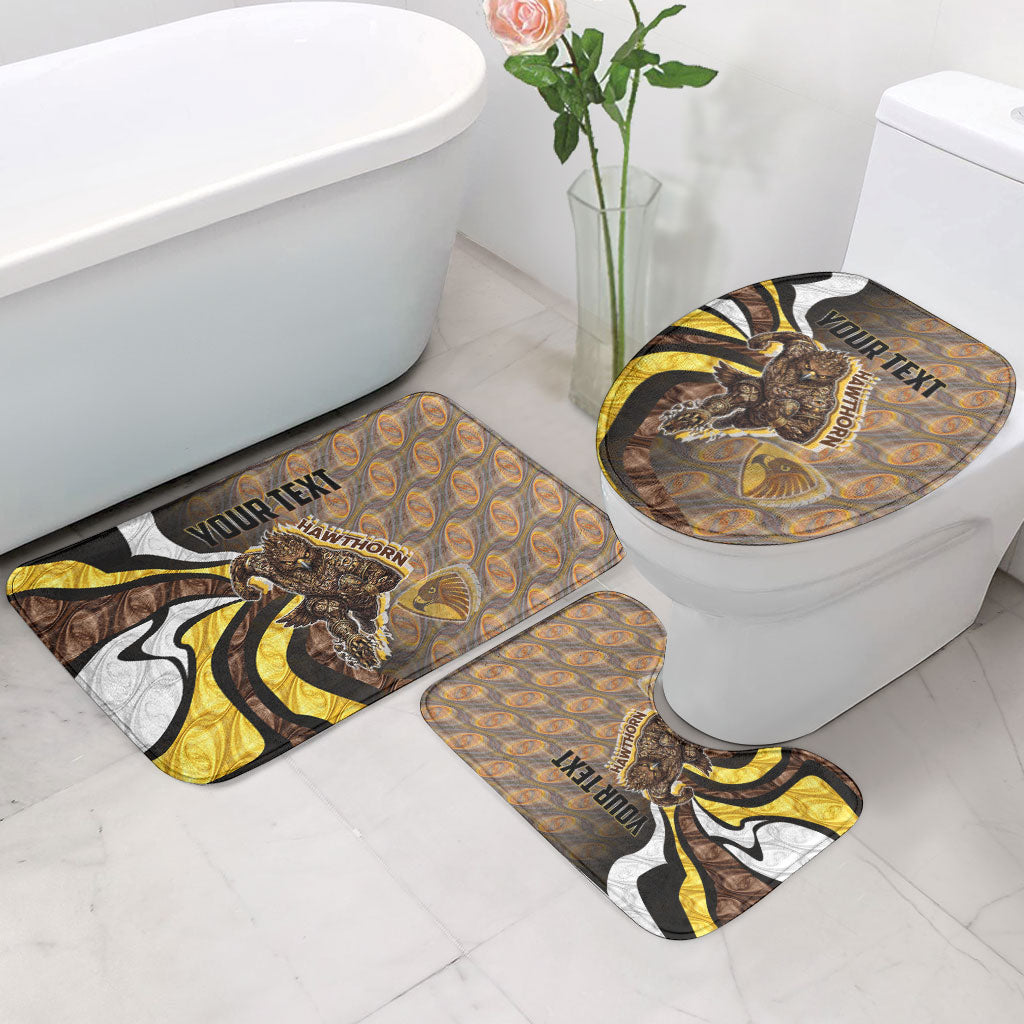 Personalised Hawthorn Hawks Bathroom Set Trippy Psychedelic Abstract Art Mascot Football Fans