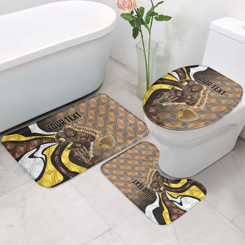 Personalised Hawthorn Hawks Bathroom Set Trippy Psychedelic Abstract Art Mascot Football Fans