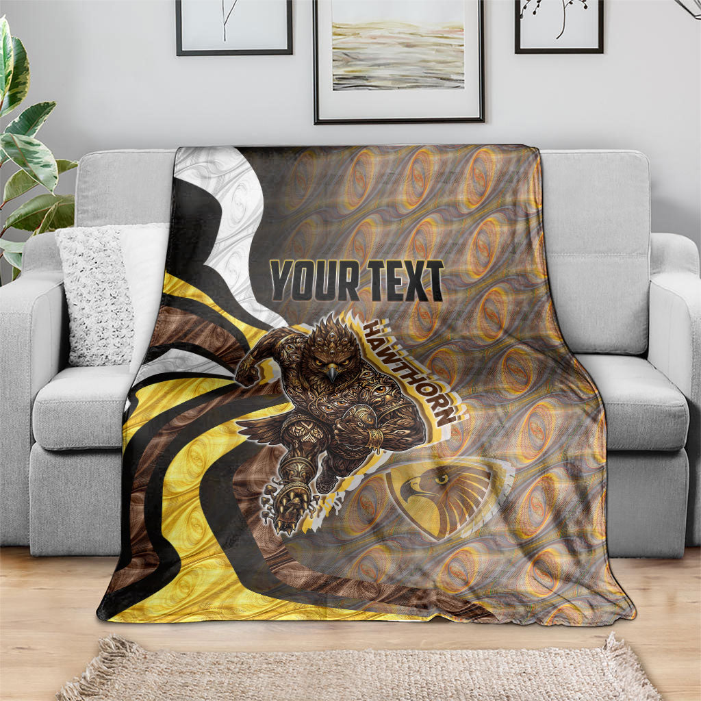 Personalised Hawthorn Hawks Blanket Trippy Psychedelic Abstract Art Mascot Football Fans