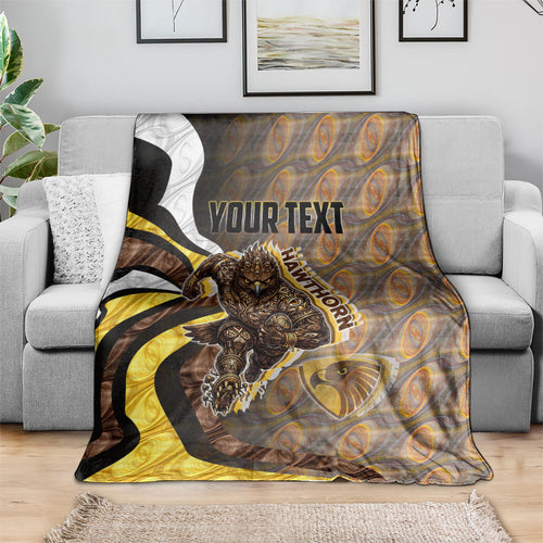 Personalised Hawthorn Hawks Blanket Trippy Psychedelic Abstract Art Mascot Football Fans
