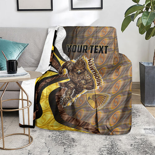 Personalised Hawthorn Hawks Blanket Trippy Psychedelic Abstract Art Mascot Football Fans
