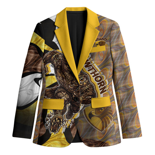 Personalised Hawthorn Hawks Blazer Trippy Psychedelic Abstract Art Mascot Football Fans