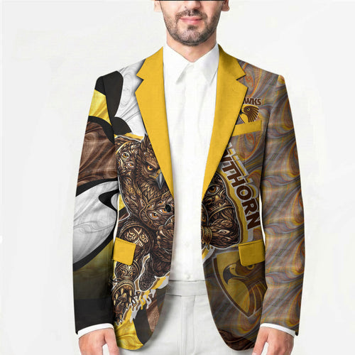 Personalised Hawthorn Hawks Blazer Trippy Psychedelic Abstract Art Mascot Football Fans