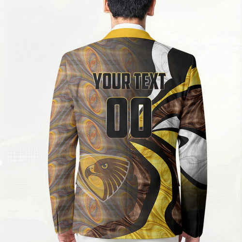 Personalised Hawthorn Hawks Blazer Trippy Psychedelic Abstract Art Mascot Football Fans