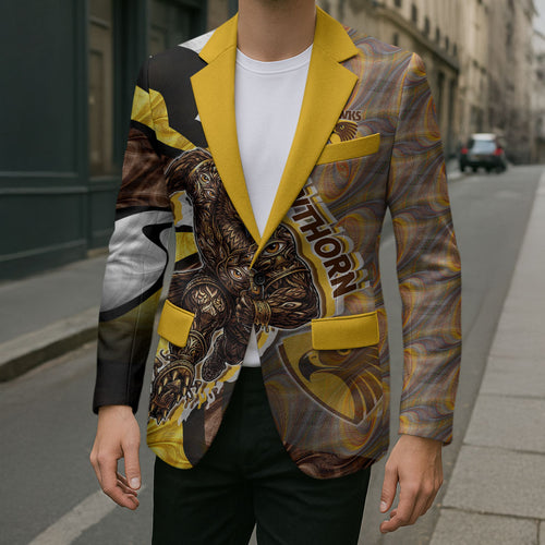 Personalised Hawthorn Hawks Blazer Trippy Psychedelic Abstract Art Mascot Football Fans