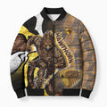 Personalised Hawthorn Hawks Bomber Puffer Jacket Trippy Psychedelic Abstract Art Mascot Football Fans