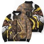 Personalised Hawthorn Hawks Bomber Puffer Jacket Trippy Psychedelic Abstract Art Mascot Football Fans