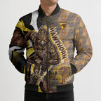 Personalised Hawthorn Hawks Bomber Puffer Jacket Trippy Psychedelic Abstract Art Mascot Football Fans