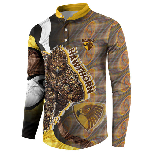 Personalised Hawthorn Hawks Button Sweatshirt Trippy Psychedelic Abstract Art Mascot Football Fans