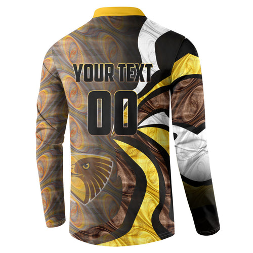 Personalised Hawthorn Hawks Button Sweatshirt Trippy Psychedelic Abstract Art Mascot Football Fans