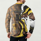 Personalised Hawthorn Hawks Button Sweatshirt Trippy Psychedelic Abstract Art Mascot Football Fans