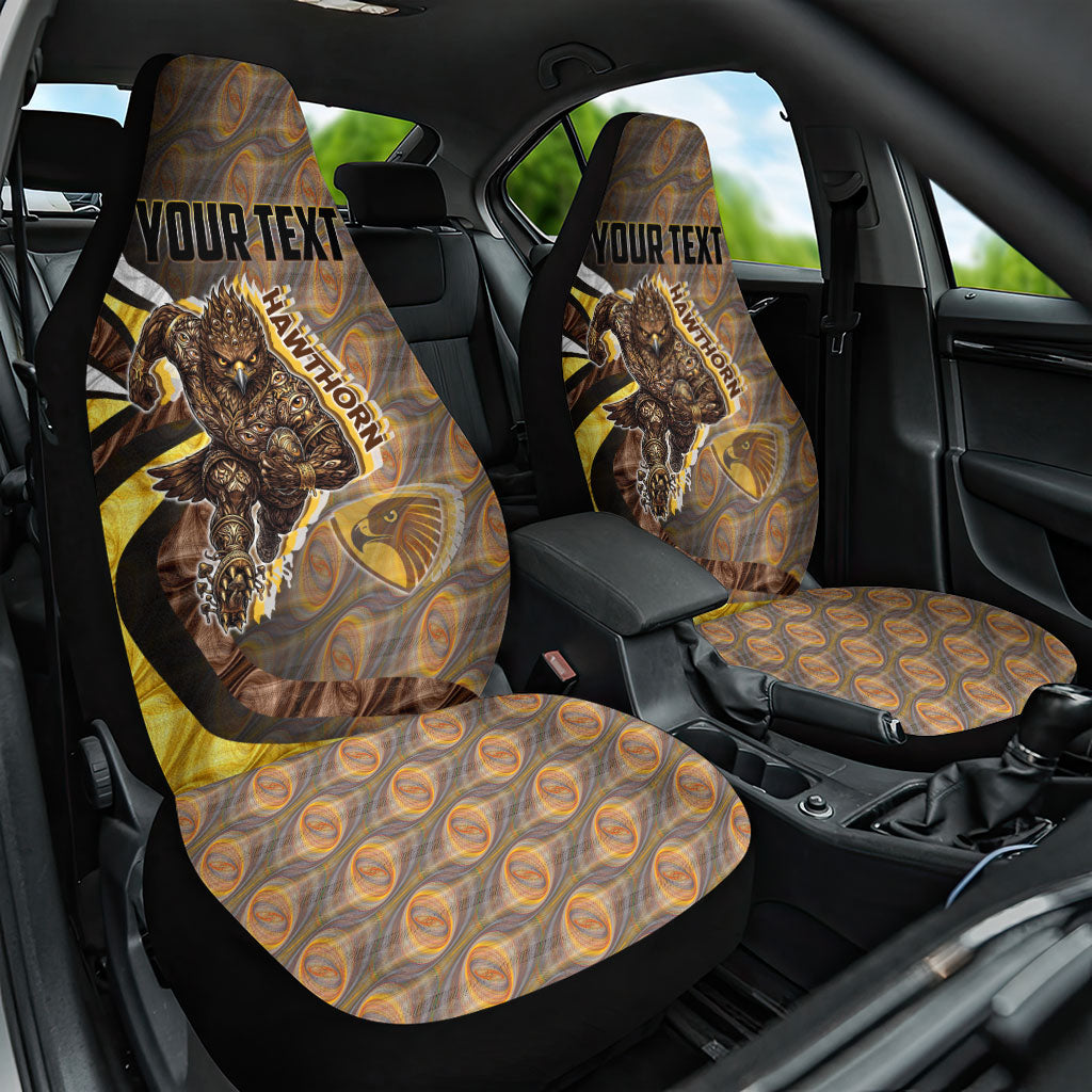 Personalised Hawthorn Hawks Car Seat Cover Trippy Psychedelic Abstract Art Mascot Football Fans