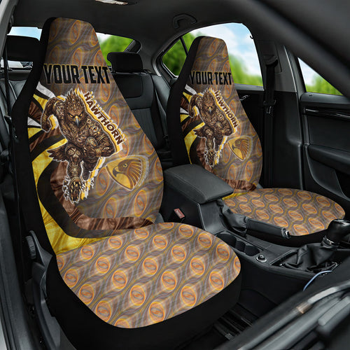 Personalised Hawthorn Hawks Car Seat Cover Trippy Psychedelic Abstract Art Mascot Football Fans