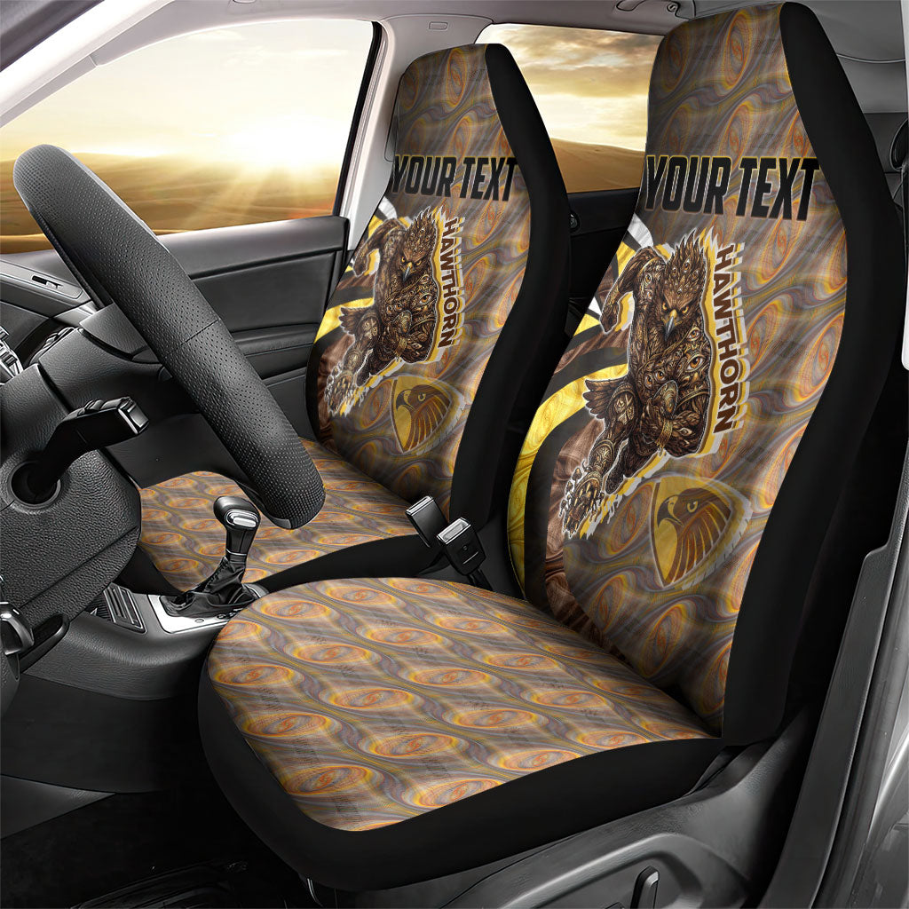 Personalised Hawthorn Hawks Car Seat Cover Trippy Psychedelic Abstract Art Mascot Football Fans
