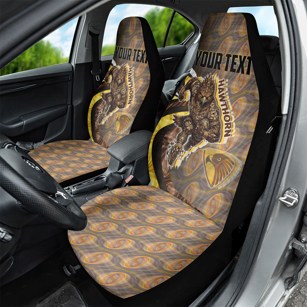 Personalised Hawthorn Hawks Car Seat Cover Trippy Psychedelic Abstract Art Mascot Football Fans