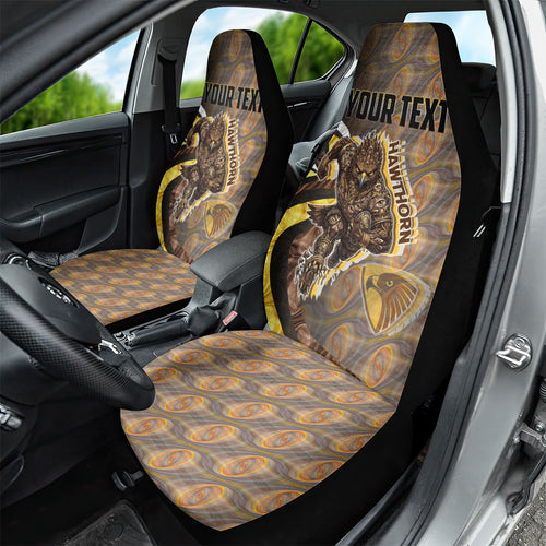 Personalised Hawthorn Hawks Car Seat Cover Trippy Psychedelic Abstract Art Mascot Football Fans