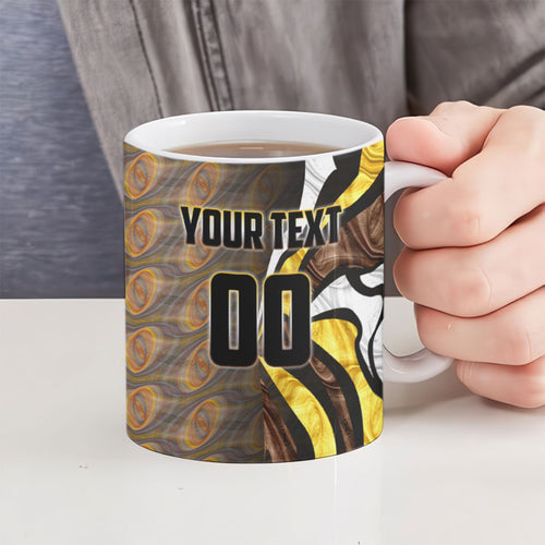 Personalised Hawthorn Hawks Ceramic Mug Trippy Psychedelic Abstract Art Mascot Football Fans