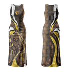Personalised Hawthorn Hawks Couples Matching Tank Maxi Dress and Hawaiian Shirt Trippy Psychedelic Abstract Art Mascot Football Fans