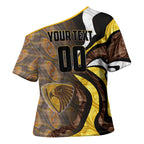 Personalised Hawthorn Hawks Cross Shoulder Shirt Trippy Psychedelic Abstract Art Mascot Football Fans