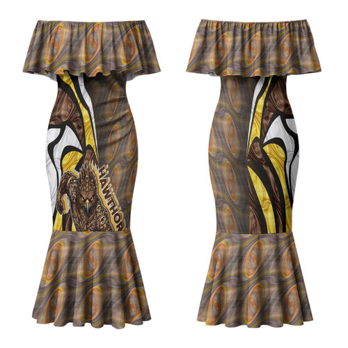 Personalised Hawthorn Hawks Family Matching Mermaid Dress and Hawaiian Shirt Trippy Psychedelic Abstract Art Mascot Football Fans