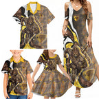 Personalised Hawthorn Hawks Family Matching Summer Maxi Dress and Hawaiian Shirt Trippy Psychedelic Abstract Art Mascot Football Fans