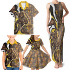 Personalised Hawthorn Hawks Family Matching Tank Maxi Dress and Hawaiian Shirt Trippy Psychedelic Abstract Art Mascot Football Fans