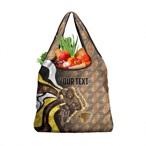 Personalised Hawthorn Hawks Grocery Bag Trippy Psychedelic Abstract Art Mascot Football Fans