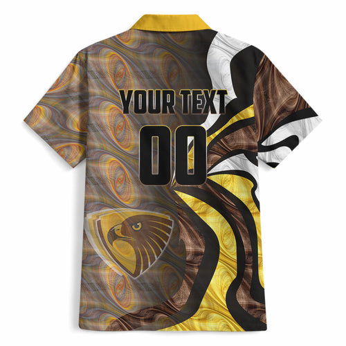 Personalised Hawthorn Hawks Hawaiian Shirt Trippy Psychedelic Abstract Art Mascot Football Fans