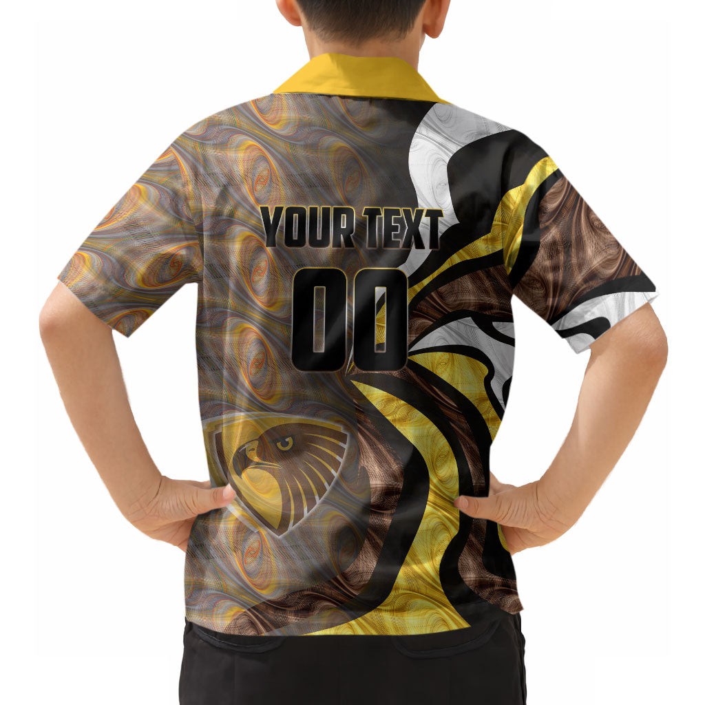 Personalised Hawthorn Hawks Hawaiian Shirt Trippy Psychedelic Abstract Art Mascot Football Fans