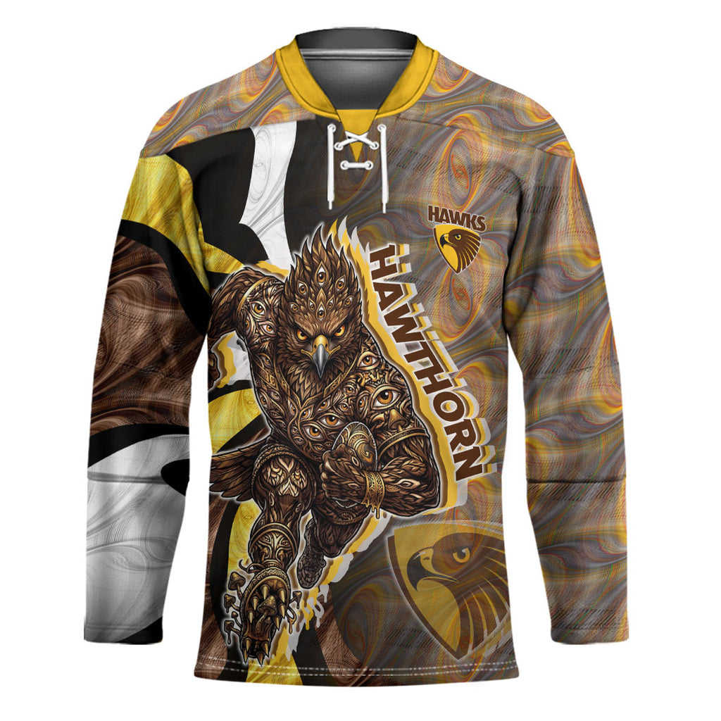 Personalised Hawthorn Hawks Hockey Jersey Trippy Psychedelic Abstract Art Mascot Football Fans