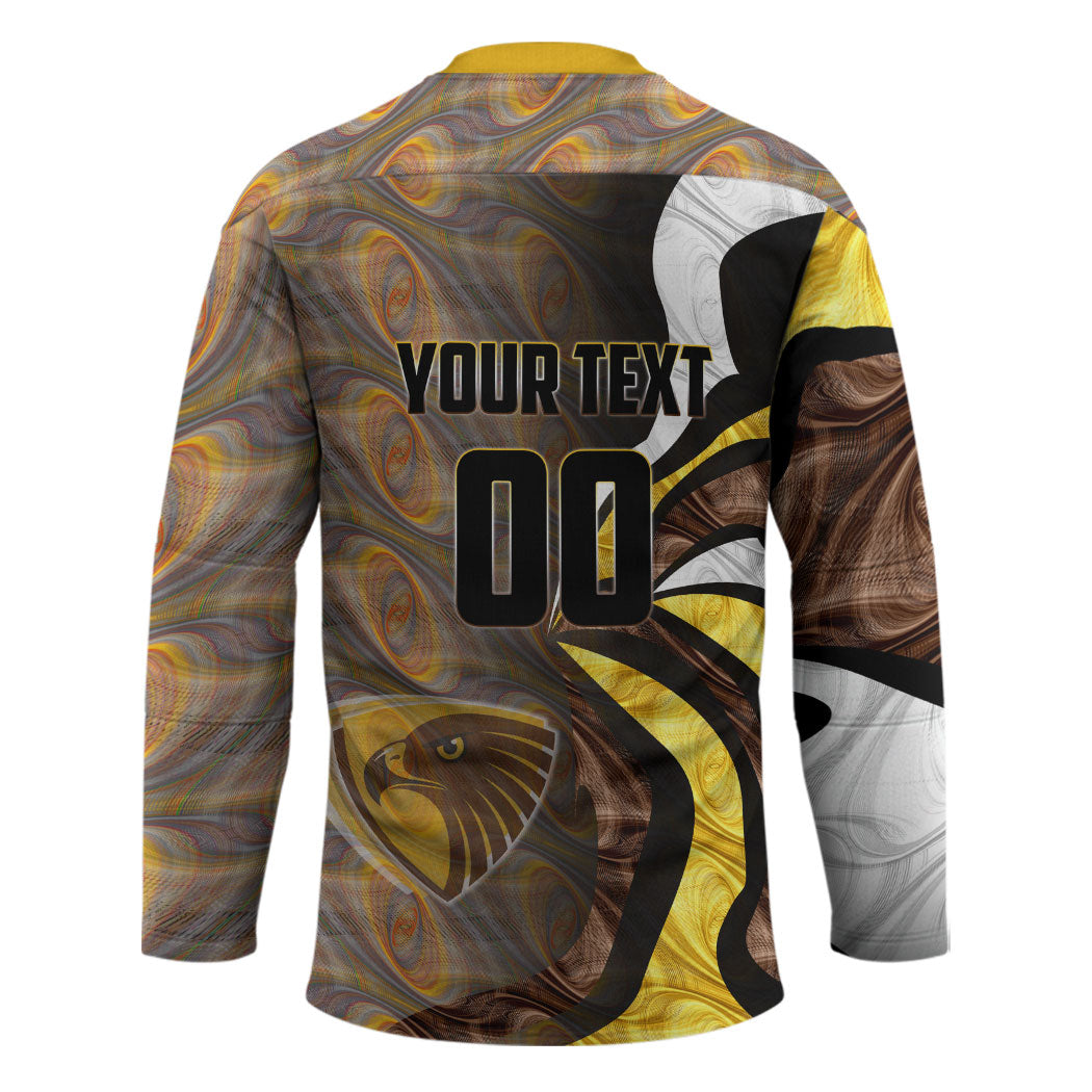 Personalised Hawthorn Hawks Hockey Jersey Trippy Psychedelic Abstract Art Mascot Football Fans