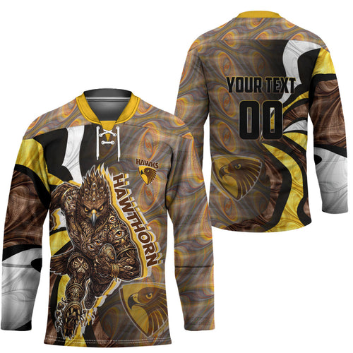 Personalised Hawthorn Hawks Hockey Jersey Trippy Psychedelic Abstract Art Mascot Football Fans