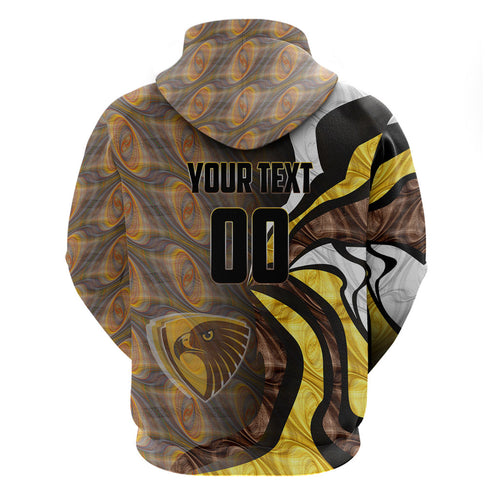 Personalised Hawthorn Hawks Hoodie Trippy Psychedelic Abstract Art Mascot Football Fans