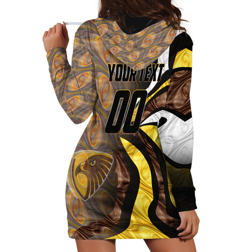 Personalised Hawthorn Hawks Hoodie Dress Trippy Psychedelic Abstract Art Mascot Football Fans